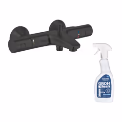 Les avantages du mitigeur bain douche thermostatique GROHE Precision Start noir + nettoyant GrohClean : GROHE TurboStat Régul ...