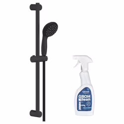 Pommeau de douche Vitalio Start 2 jets avec barre noir mat + nettoyant GrohClean