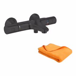 Mitigeur bain douche thermostatique Precision Start noir + microfibre