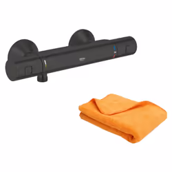 Mitigeur douche thermostatique Precision Start noir + microfibre