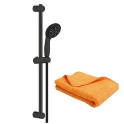 Pommeau de douche Vitalio Start 2 jets avec barre noir mat + microfibre