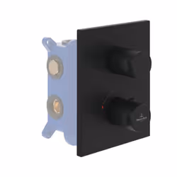Façade thermostatique 2 voies  Universal rectangle Noir mat + corps encastré