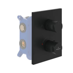 Façade thermostatique 2 voies  Universal rectangle Noir mat + corps encastré