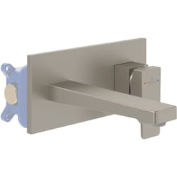 Mitigeur lavabo mural villeroy et boch Architectura Square avec vidage Push Open Brushed Nickel Matt + corps encastré