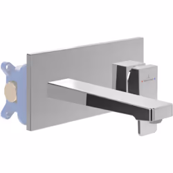 Mitigeur lavabo mural  Architectura Square avec vidage Push Open Chrome + corps encastré