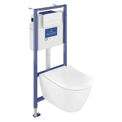 Pack wc sans bride villeroy et boch Subway 2.0 avec abattant frein de chute + bâti Viconnect pro + plaque blanche