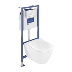 Pack wc sans bride villeroy et boch Subway 2.0 abattant frein de chute + bâti-support sol et mur Viconnect pro + plaque Chromé