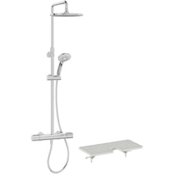 Colonne de douche thermostatique Jacob Delafon Juliette chromé + tablette de douche