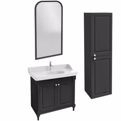 Meuble salle de bain Cléo 1889 plan vasque + colonne droite miroir + mitigeur lavabo chromé