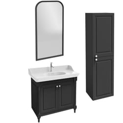 Meuble salle de bain Cléo 1889 plan vasque + colonne droite miroir + mitigeur lavabo chromé