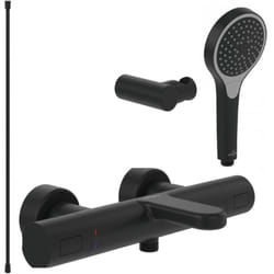 Pack mitigeur baignoire thermostatique villeroy et boch Universal Taps & Fittings rond Noir mat avec ensemble