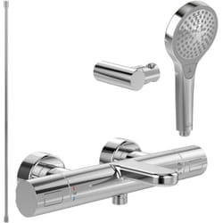Pack mitigeur baignoire thermostatique villeroy et boch Universal Taps & Fittings rond Chrome avec ensemble