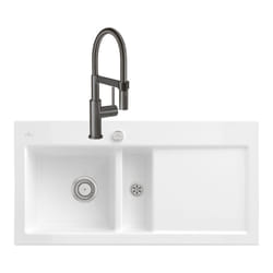 Evier villeroy et boch Subway Pure 60 1 bac et demi égouttoir à droite vidage auto + Robinet Steel Expert Compact Anthracite