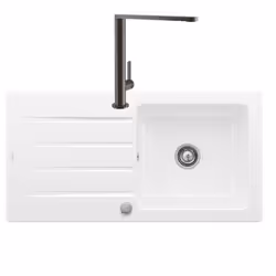 Evier 1 bac  Architectura 60 vidage auto + Robinet de cuisine Finera Anthracite
