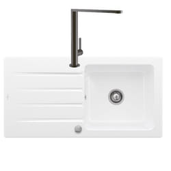 Evier 1 bac  Architectura 60 vidage auto + Robinet de cuisine Finera Anthracite