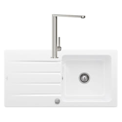 Villeroy&boch - Evier 1 bac villeroy et boch Architectura 60 vidage auto + Robinet de cuisine Finera Acier Massif
