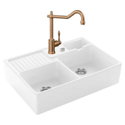 Evier  Timbre d'office Tradition 2 bacs vidage auto + Robinet de cuisine Avia 2.0 Bronze