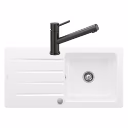Evier 1 bac  Architectura 60 vidage auto + Robinet de cuisine Como Anthracite