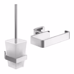 Dérouleur de papier toilette sans couvercle + Ensemble brosse WC  Striking Chrome