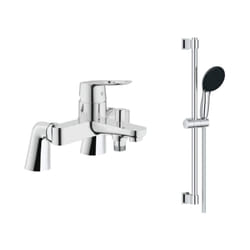 Mitigeur bain mécanique GROHE Bauloop avec ensemble de douche GROHE Vitalio Start avec colonnettes