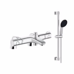Caractéristique du mitigeur thermostatique avec ensemble douche 2 jets Grohe : Robinet bain thermostatique avec ensemble de d ...