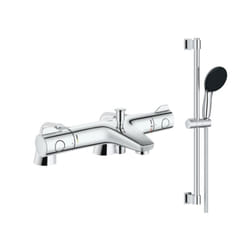Robinet bain thermostatique GROHE Grohtherm 800 avec ensemble de douche 2 jets et colonnettes