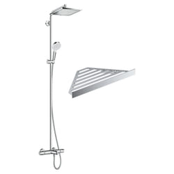 Colonne bain douche thermostatique Hansgrohe Crometta e 240 chromé + tablette Addstoris