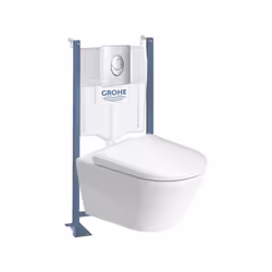 Pack WC suspendu sans bride D-Neo + bâti support Rapid SL Projet + abattant + plaque chromé