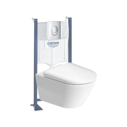 Pack WC suspendu sans bride D-Neo + bâti support Rapid SL Projet + abattant + plaque chromé