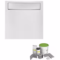 Pack receveur de douche antidérapant 90 x 90 Flight Neus carré blanc+Kit d'étanchéité + Bonde + Capot