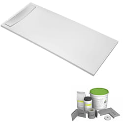 Pack receveur de douche antidérapant 160 x 80 Jacob Delafon Flight Neus rectangle blanc+Kit d'étanchéité wedi + Bonde + Capot