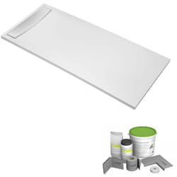 Pack receveur de douche antidérapant 150 x 80 Jacob Delafon Flight Neus rectangle blanc+Kit d'étanchéité wedi + Bonde + Capot