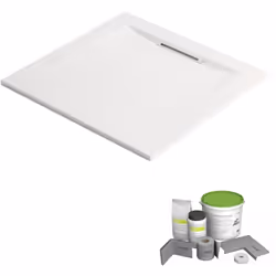 Pack receveur de douche antidérapant 90 x 90 Flight Pure quart de rond blanc + Kit d'étanchéité + Pieds