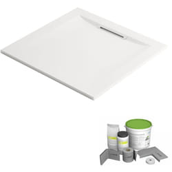 Pack receveur de douche antidérapant 90 x 90 Flight Pure quart de rond blanc + Kit d'étanchéité + Pieds
