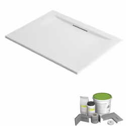 Pack receveur de douche antidérapant 100 x 80 Flight Pure rectangle blanc + Kit d'étanchéité + Pieds