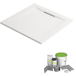 Jacob Delafon - Pack receveur de douche 100 x 80 Flight Pure rectangle blanc + Kit d'étanchéité wedi + Pieds