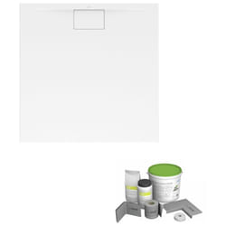 Pack receveur de douche antidérapant 90 x 80 villeroy et boch Architectura Metalrim rectangle blanc + Kit d'étanchéité wedi