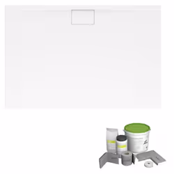 Pack receveur de douche antidérapant 150 x 100  Architectura Metalrim rectangle blanc + Kit d'étanchéité WEDI