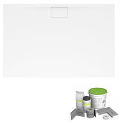 Pack receveur de douche antidérapant 150 x 100  Architectura Metalrim rectangle blanc + Kit d'étanchéité WEDI
