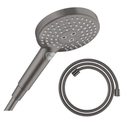 Hansgrohe - Pommeau de douche Raindance Select s EcoSmart 120 3 jets noir chromé brossé + flexible de douche Designflex 200 cm noir chromé brossé
