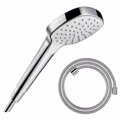 Pommeau de douche Croma Select E EcoSmart blanc/chromé + flexible de douche Designflex 160 cm chromé