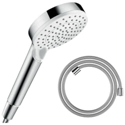 Pommeau de douche Hansgrohe Crometta EcoSmart 2 jets blanc/chromé + flexible de douche Hansgrohe Designflex 200 cm chromé