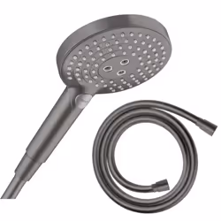Pommeau de douche Raindance Select S EcoSmart 120 3 jets noir chromé brossé + flexible de douche 1,60 m Isiflex noir chromé b ...