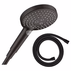 Pommeau de douche Raindance Select S EcoSmart 120 3 jets noir mat + flexible de douche 1,60 m Isiflex noir mat