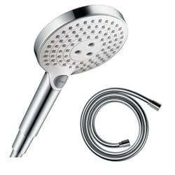 Pommeau de douche Raindance Select S EcoSmart 120 3 jets blanc/chromé + flexible de douche 1,25 m Isiflex chromé