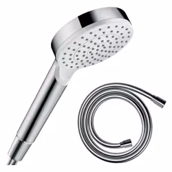 Pommeau de douche Crometta EcoSmart blanc/chromé + flexible de douche 1,60 m Isiflex chromé
