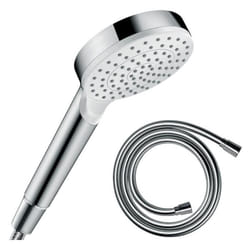 Pommeau de douche Crometta EcoSmart blanc/chromé + flexible de douche 1,60 m Isiflex chromé