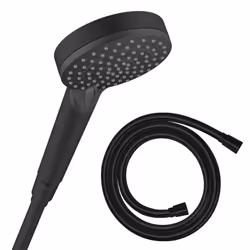 Pommeau de douche Vernis Blend 100 EcoSmart Vario noir mat + flexible de douche 1,25 m Isiflex noir mat