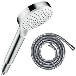 Pommeau de douche Hansgrohe Crometta EcoSmart 2 jets blanc/chromé + flexible de douche 1,60 m Hansgrohe Metaflex chromé