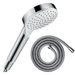 Pommeau de douche Crometta EcoSmart blanc/chromé + flexible de douche 2 m Metaflex chromé